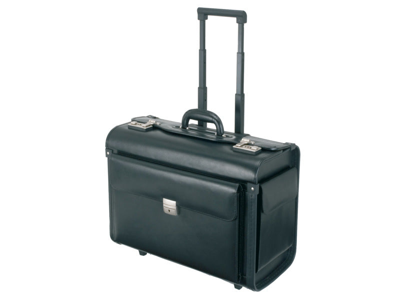 Borsa pilota con trolley Alassio SILVANA in pelle 48,5x23x37 cm nero