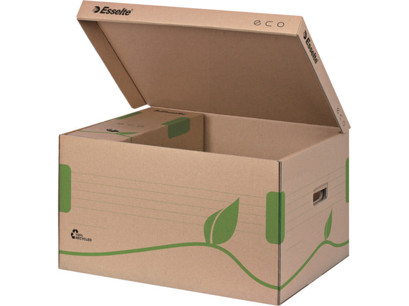 Scatola archivio Esselte ECOBOX container per Boxy 80/100 avana/verde 34,5x24,2x43,9 cm
