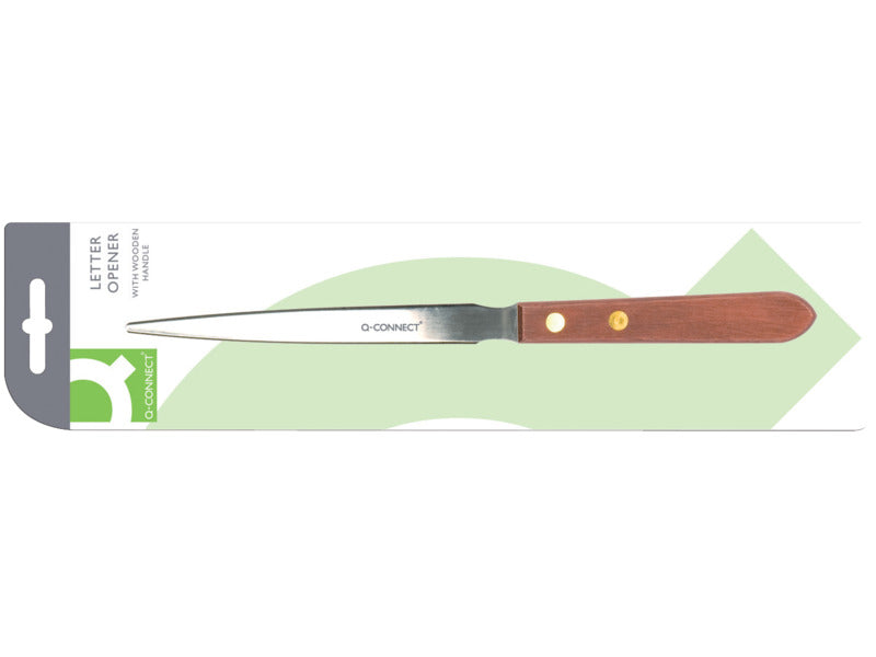 Apribuste tagliacarte in blister Q-Connect acciaio/legno 21,5 cm