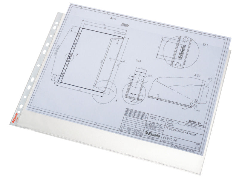 Buste a perforazione universale Esselte DELUXE goffrate antiriflesso trasparente 42x30 cm conf.50