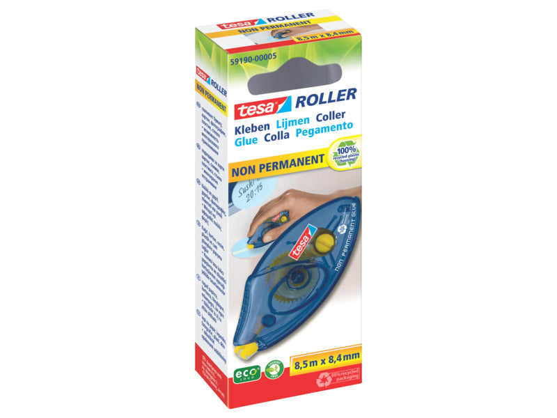 Colle roller tesa non permanente monouso ecoLogo® 8,4 mm x 8,5 m trasparente - --04