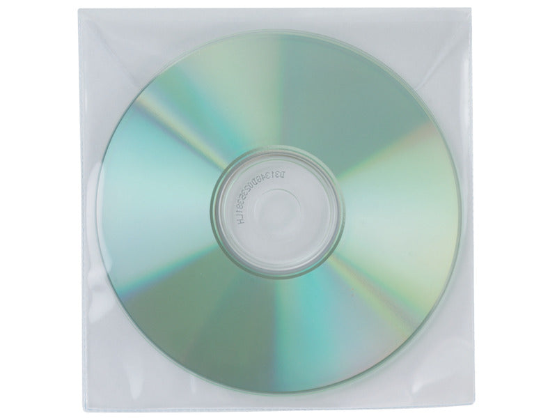 Tasca per CD/DVD Q-Connect polipropilene 120my senza foratura con lembo chiusura conf. da 50 pezzi