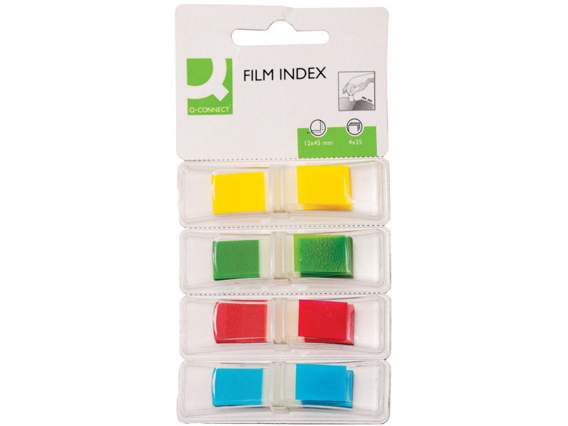 Segnapagina in blister Q-Connect neon 12x45 mm 4 colori trasparenti blister 4 blocchetti da 35