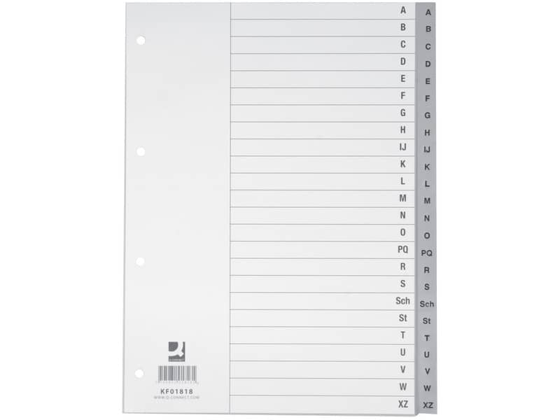 Divisori alfabetici Q-Connect A-Z 22,5x29,7 cm grigio 24 pagine