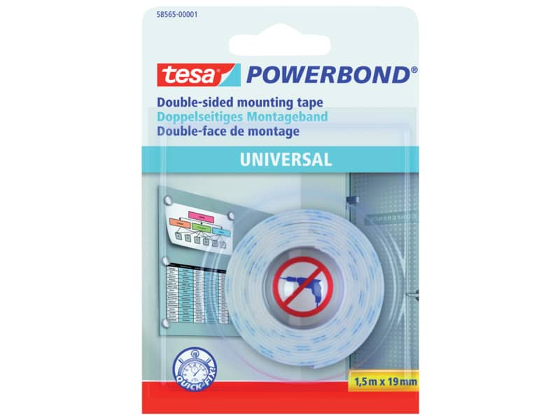 Nastri biadesivi tesa Powerbond Universale 19 mm x 1,5 m bianco --00