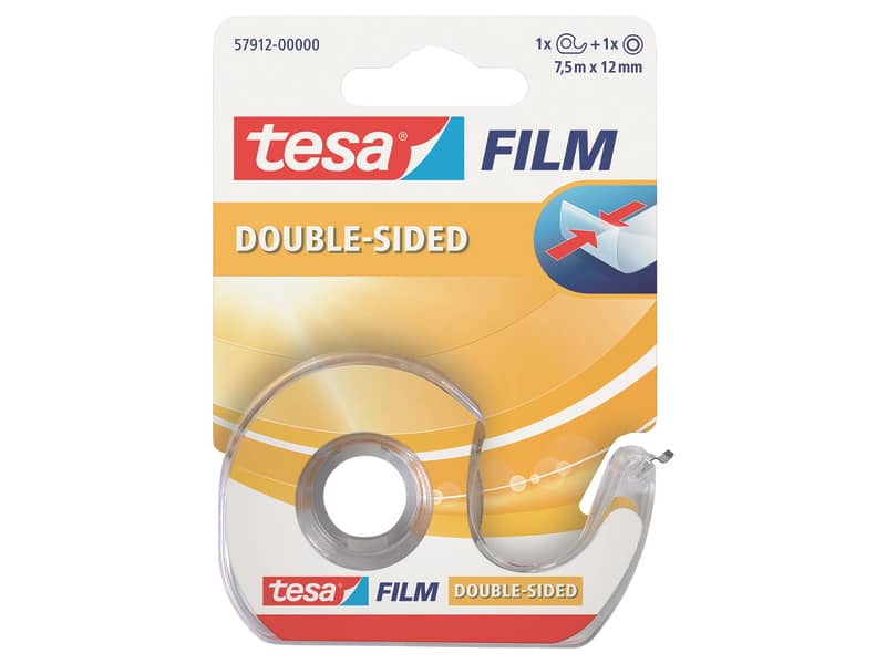 Nastro biadesivo tesa tesafilm® 12 mm x 7,5 m in chiocciola con lama in metallo trasparente - --01