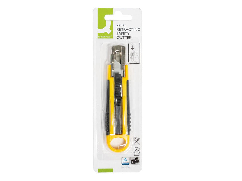 Cutter con lama 6 cm a scatto Q-Connect in blister - giallo/nero