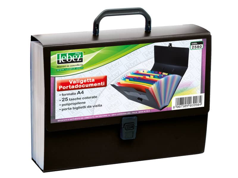 Valigetta portadocumenti Lebez 33x24,5x8 cm 25 scomparti ass. blu, nero e rosso 2580