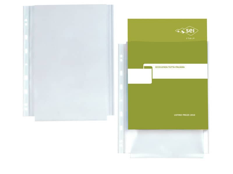 Buste con soffietto in PP Sei Rota Atla GS A4 foratura universale - trasparenti PP - Conf. 10 pz.