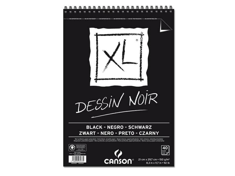 Blocco spiralato Canson Black XL nero 150 g/m² 40 fogli A4 C400039086
