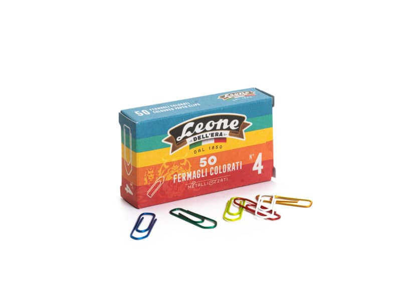 Fermagli Leone Dell'Era in filo colorato metallizzato N. 4 Assortiti scatola con finestra da 50 pz. - FX5