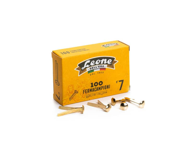 Fermacampioni Leone Dell'Era in acciaio testa bombata N.3 16 mm ottone scatola da 100 pz. - FC3