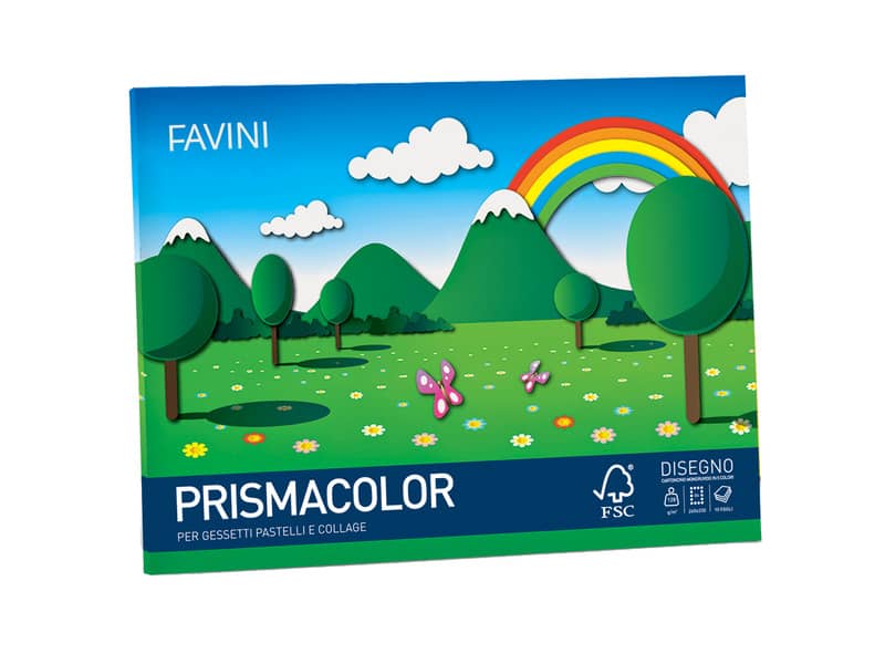 Album da disegno FAVINI PRISMACOLOR in cartoncino monoruvido 5 colori assortiti 128 g/m² 24x33cm - A12X244