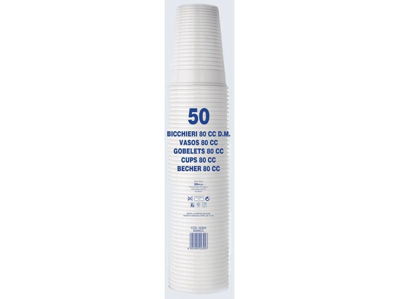 Bicchieri monouso Dopla Professional 80 ml polistirene bianco conf. 50 pezzi