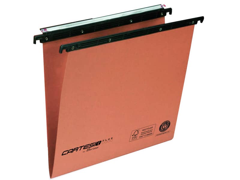 Cartelle sospese orizzontali per cassetti CARTESIO PLUS 33 cm fondo V arancio Cf. 25 pezzi - 300/330 Link -A2