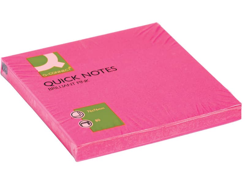 Foglietti riposizionabili Q-Connect 70 g/m² fucsia neon 76x76 mm 6 blocchetti da 80 ff
