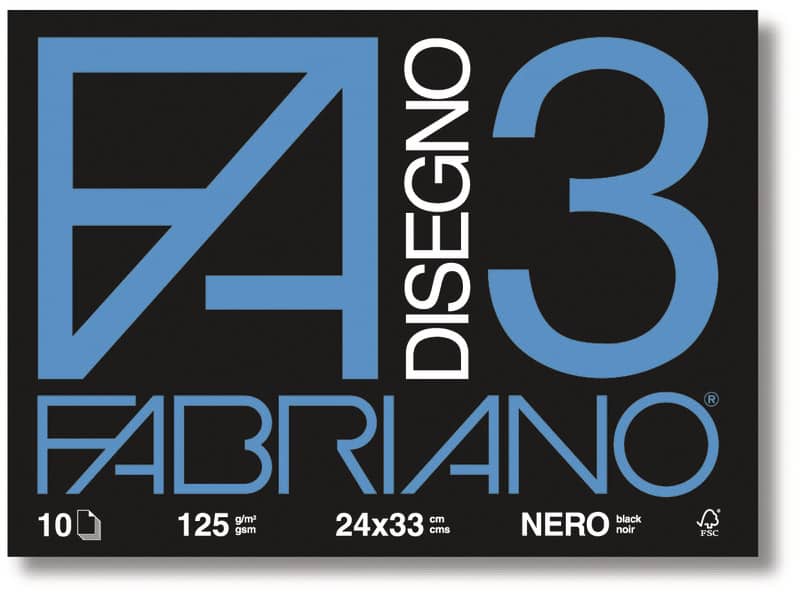 Album da disegno Fabriano F3 NERO 125 g/m² 24x33 cm nero - 10 fogli