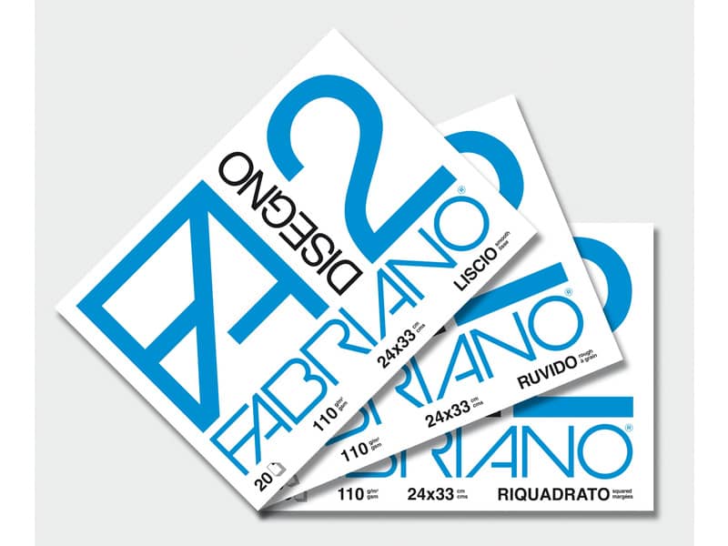 Album da disegno Fabriano F2 a 4 angoli 110 g/m² 24x33 cm 20 ff. lisci riquadrati
