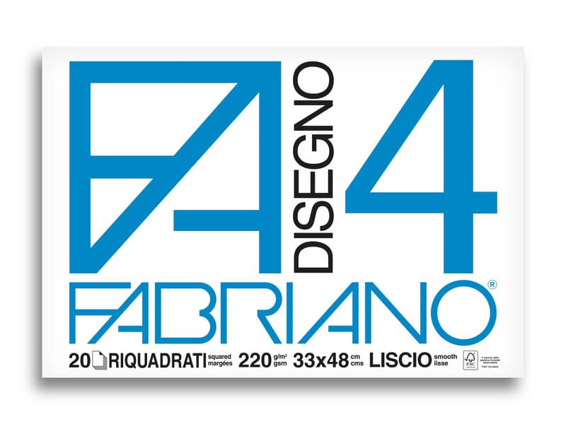 Album da disegno Fabriano F4 220 g/m² 33x48 cm 20 ff. lisci riquadrati