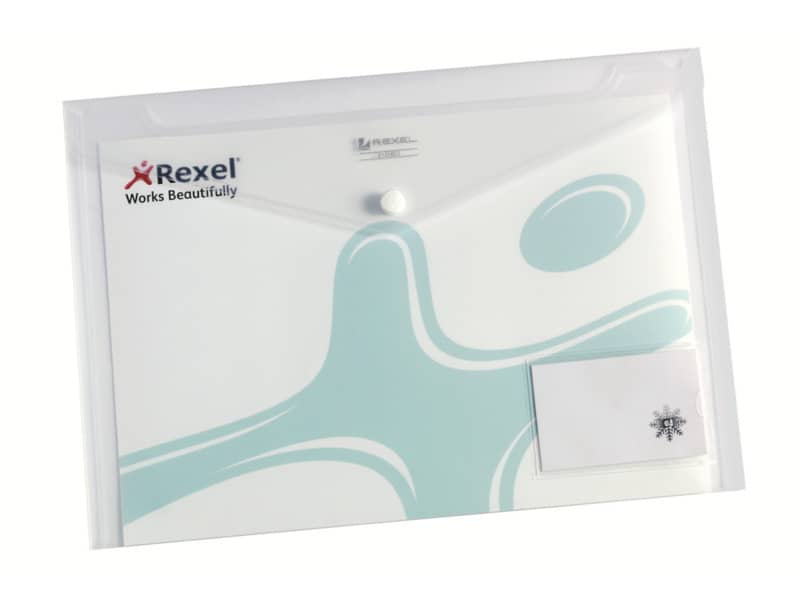 Buste trasparenti con bottone Rexel Ice porta biglietti da visita A4 trasparente conf. da 5 pezzi