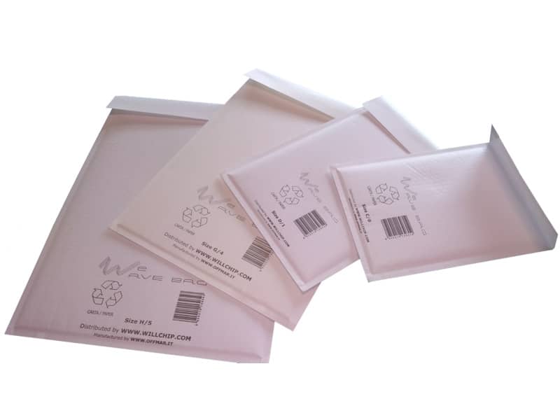 Busta imbottita WeWave in carta kraft, imbottitura carta onda 15x21,5 cm bianco - conf. 10 buste - /10