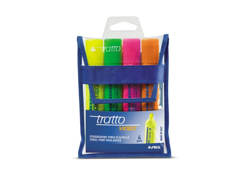 Evidenziatori TRATTO Video 1-5 mm assortiti busta da 4 - F830800