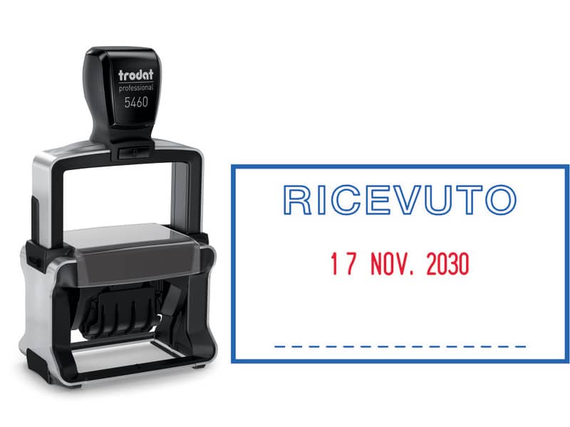 Datario autoinchiostrante Trodat Professional 5460/L con testo RICEVUTO acciaio 56x33 mm acciaio