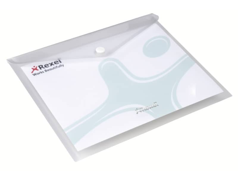 Busta trasparente con bottone Rexel Ice A5 trasparente conf. da 5 pezzi