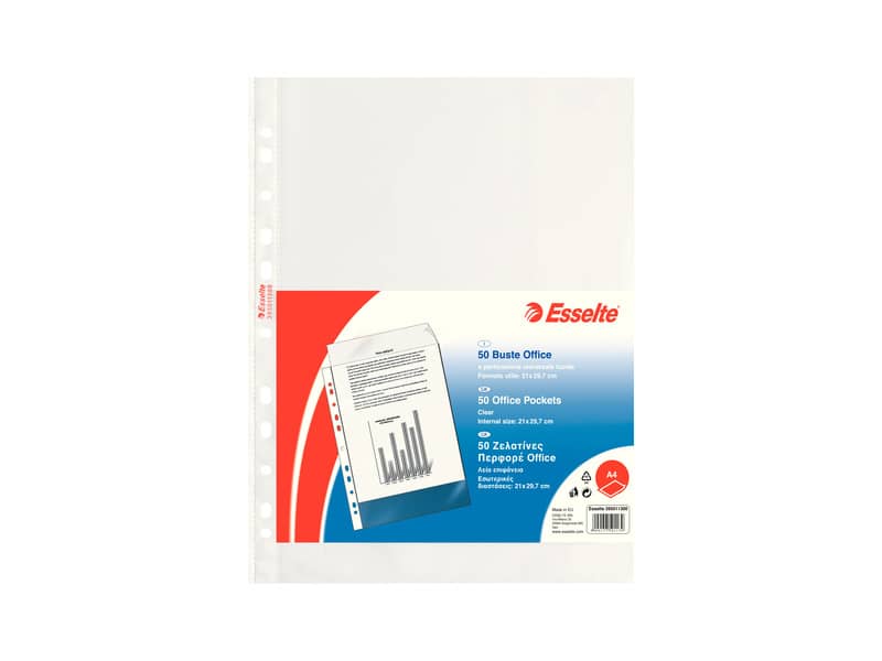 Buste a perforazione universale lisce Esselte Copy Safe 21x29,7 cm PP Office medio spessore - conf.50