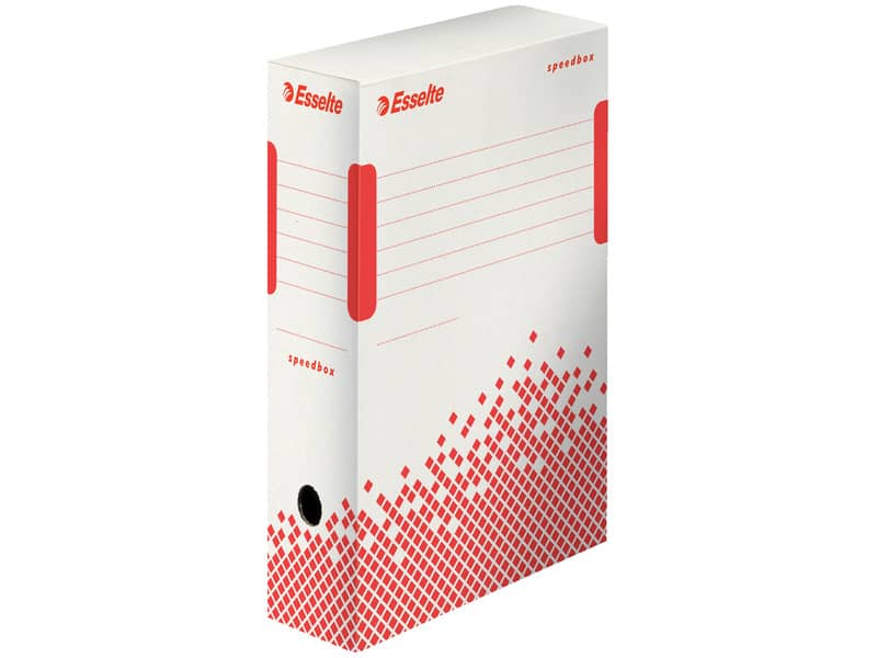 Scatola archivio Esselte SPEEDBOX dorso 10 cm bianco/rosso 10x25x35 cm