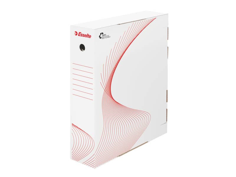 Scatola archivio Esselte BOXY LG per tabulati bianco/rosso 39,5x31x8 cm