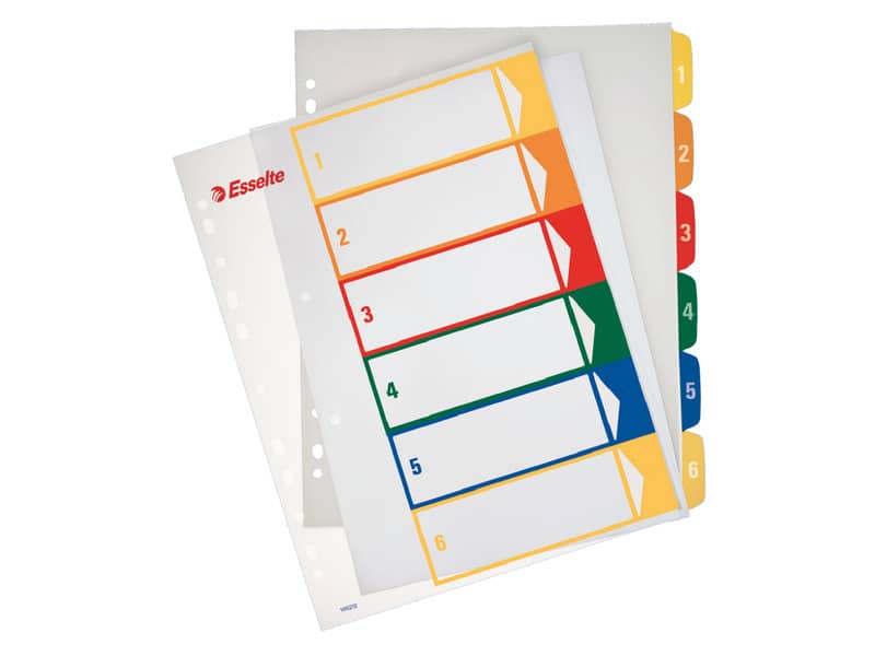 Rubrica in PPL Esselte extra numerica 1-6 con indice stampabile a PC A4 maxi