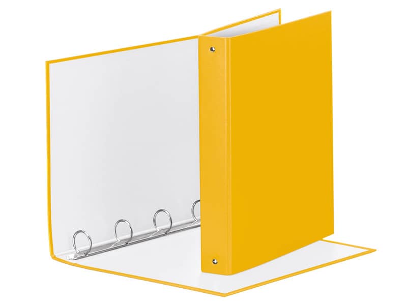 Raccoglitore Esselte Meeting a 4 anelli tondi 30mm cartone rivestito in PP giallo 22x30cm dorso 4cm