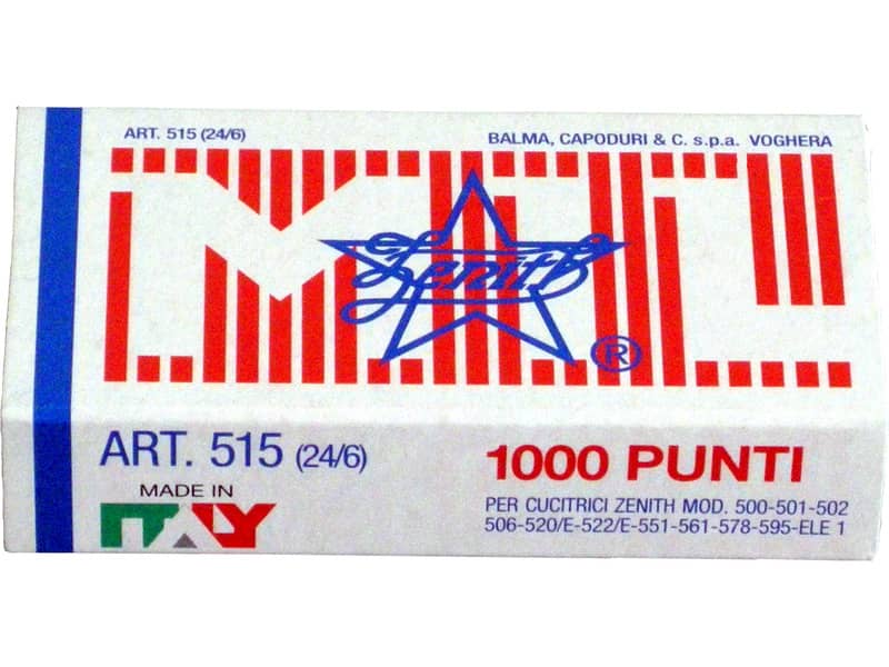 Scatola 1000 punti metallici ZENITH 515 24/6