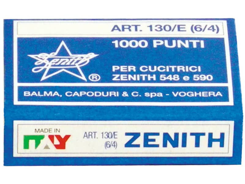 Punti metallici ZENITH 130/E 6/4 conf. 1000 punti