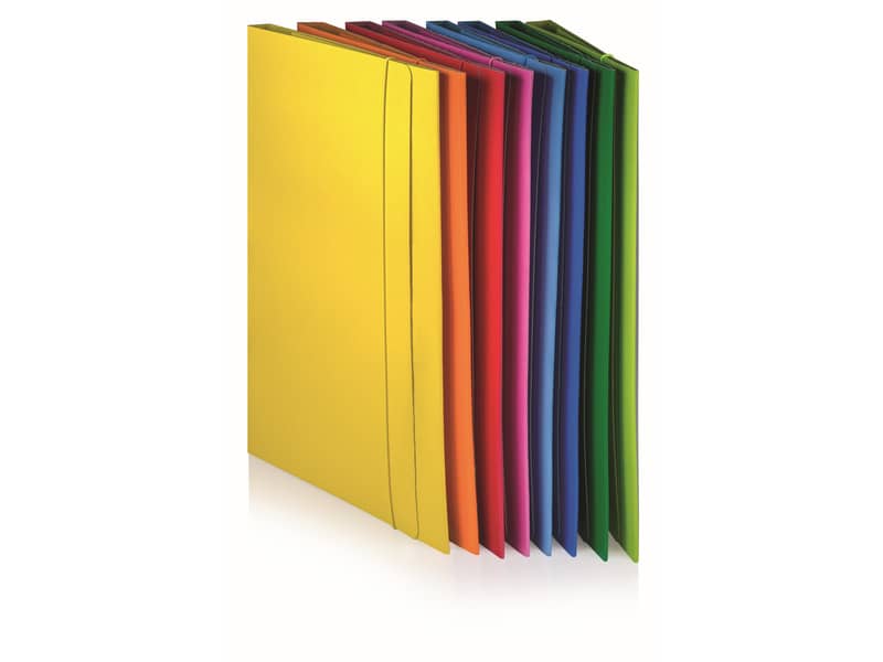 Cartella plastificata a 3 lembi con elastico tondo BREFIOCART in presspan 25x35 cm arancio - .AR