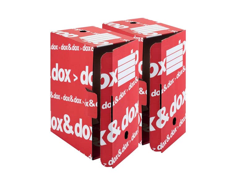 Scatola archivio Dox & Dox dorso 17,5 cm bianco/rosso con aletta