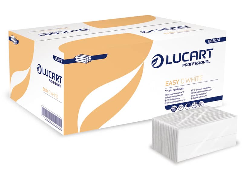 Asciugamani piegati a ''C'' Lucart Easy C White 1 velo 20 conf. da 192 pezzi - 862074P