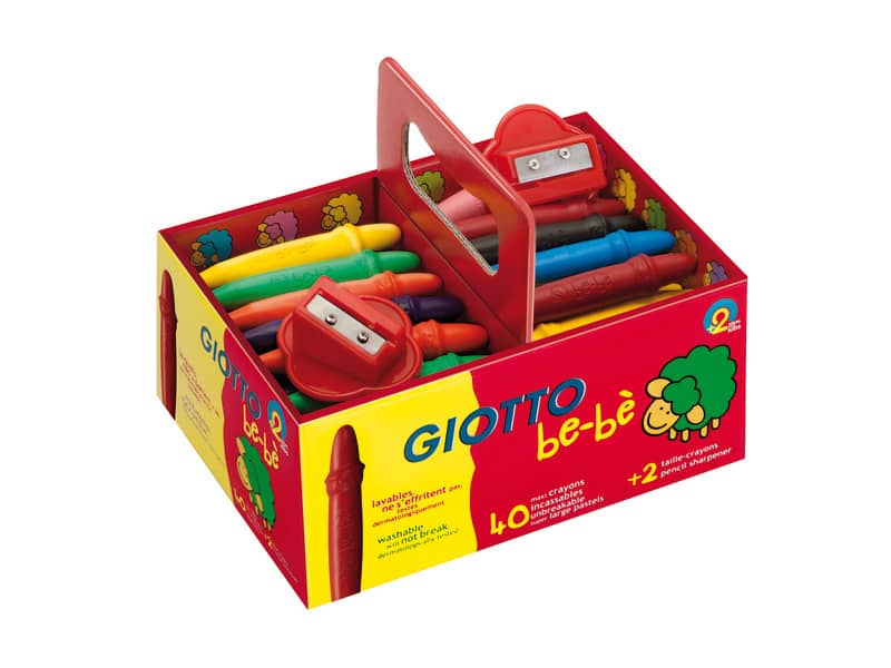 Superpastelloni a cera GIOTTO be-bè assortiti Schoolpack da 40 + 2 temperini