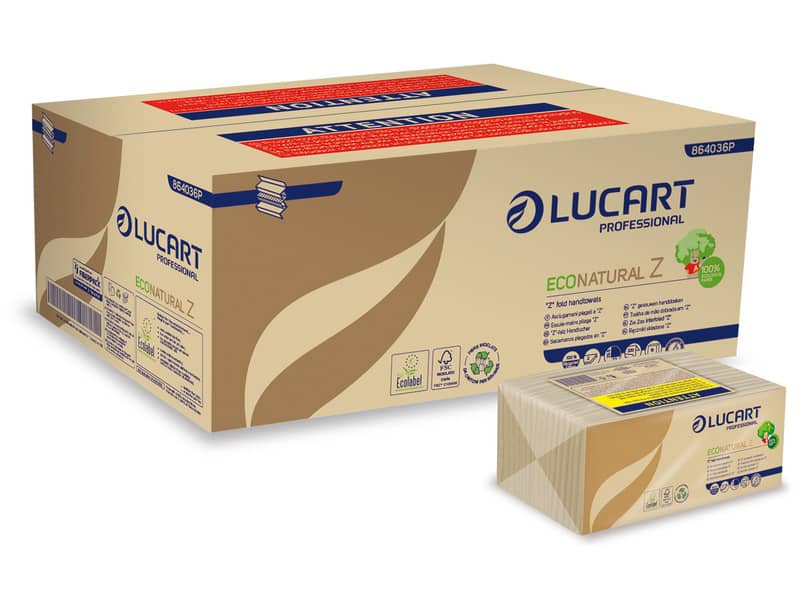 Asciugamani piegati a ''Z'' Lucart EcoNatural Z 21,5x23,5 cm avana conf. da 220 ff - 864036U