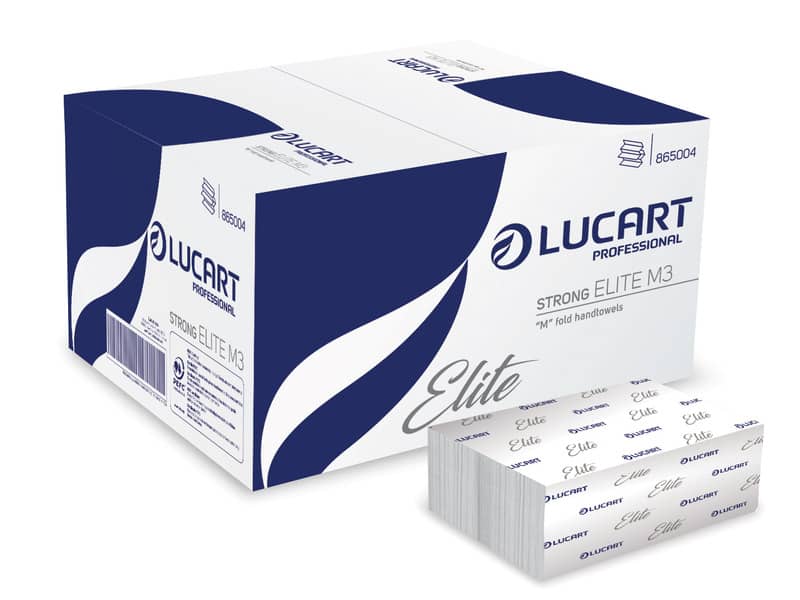 Asciugamani piegati a ''M'' Lucart Elite M3 3 veli 15 conf. da 125 pezzi 865004B