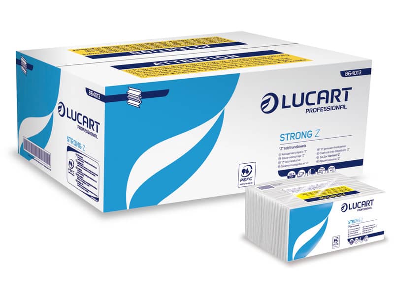 Asciugamani piegati a ''Z'' Lucart Strong Z 21,5x23,5 cm 2 veli fascetta da 220 ff - 864013Q