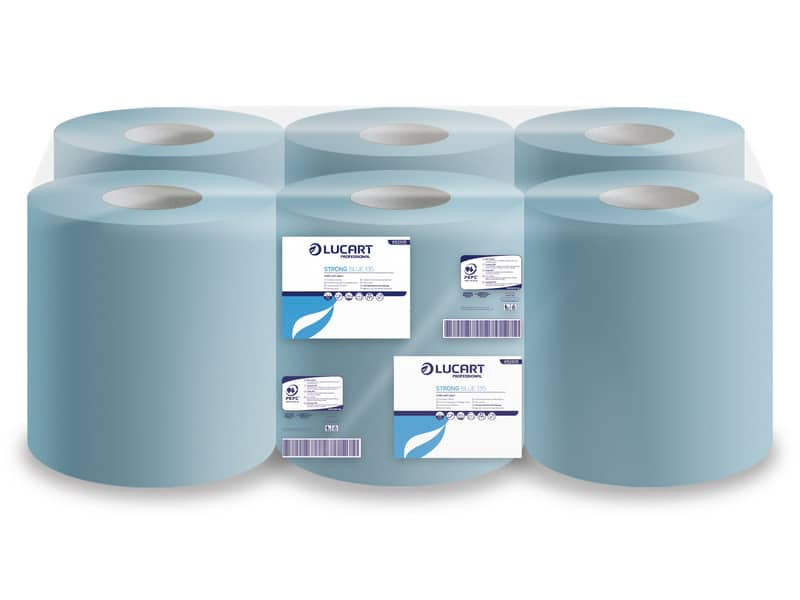 Asciugamani industriali multiuso 2 veli Lucart blu 19,9 cm x 139,8 m 6 rotoli da 466 strappi