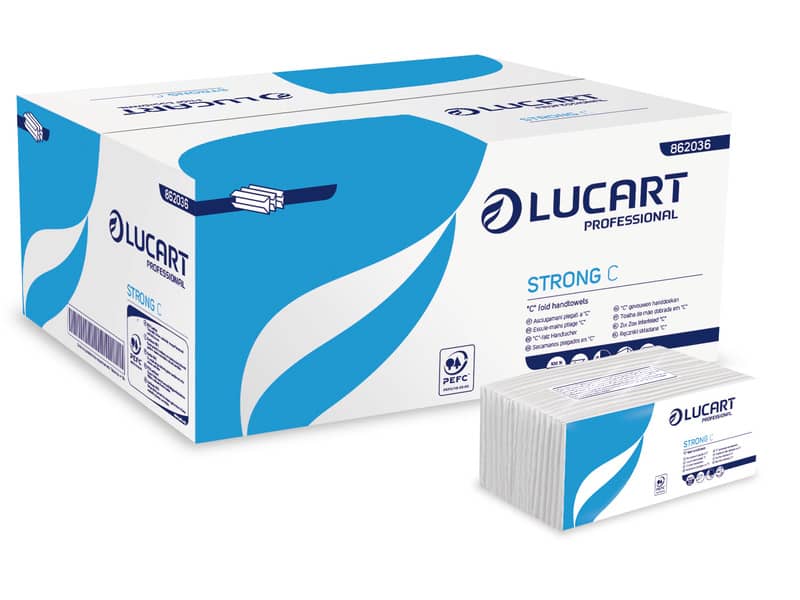 Asciugamani piegati a ''C'' Lucart Strong C 23x33 cm 1 velo conf. da 192 ff - 862036P