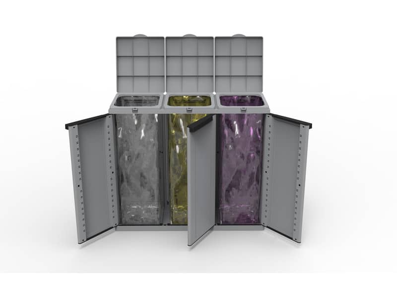Armadietto a tre ante raccolta rifiuti TERRY EcoLine 3 - compatibile con contenitori serie ecobin