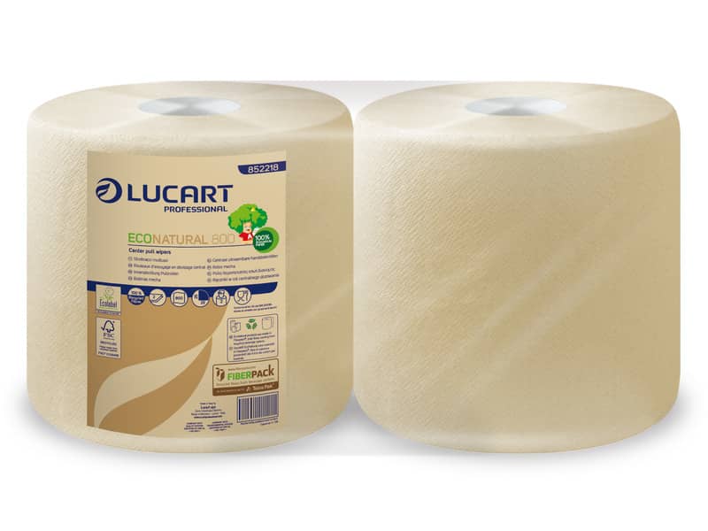 Bobina multiuso Lucart EcoNatural 800 - 208,8 m 2 veli avana - 2 rotoli da 800 strappi - 852218T