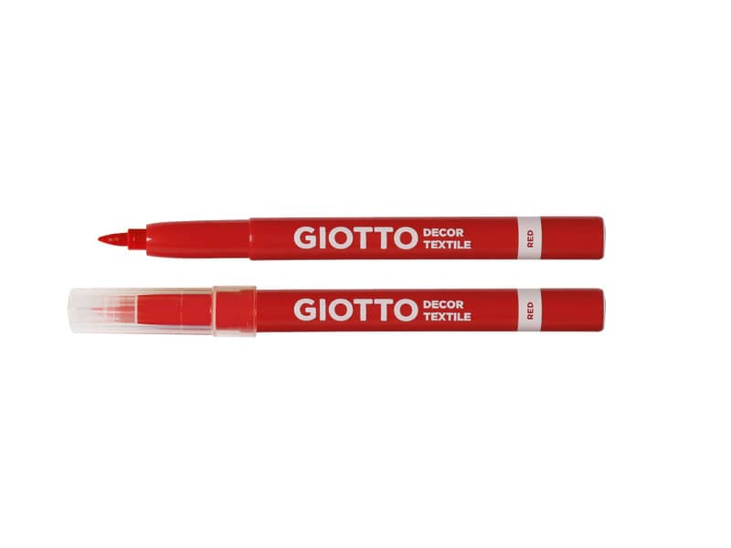 Pennarelli per tessuti GIOTTO Decor Textile tratto fine 1-3 mm assortiti astuccio da 8 + t-shirt bianca