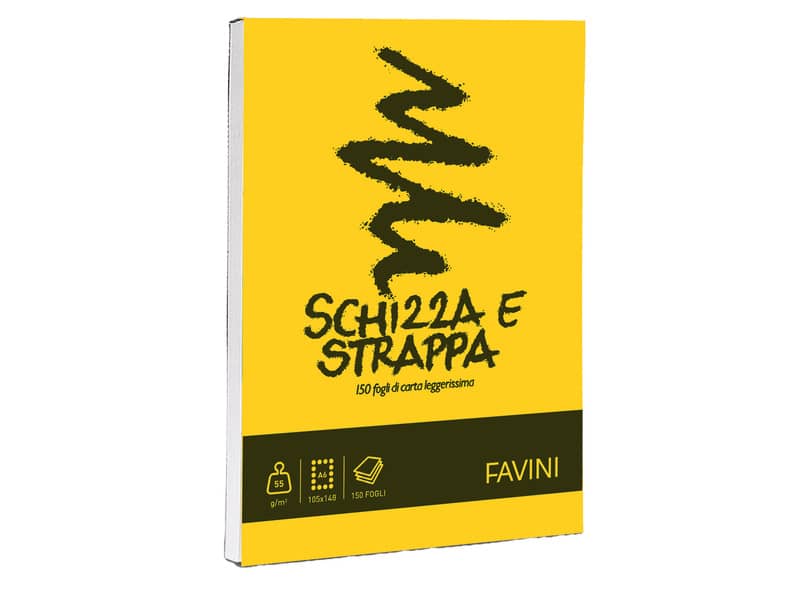 Album da disegno Favini SCHIZZA&STRAPPA in carta naturale liscia 50 g/m² 10,5x14,8cm (A6) -150fg - A200706