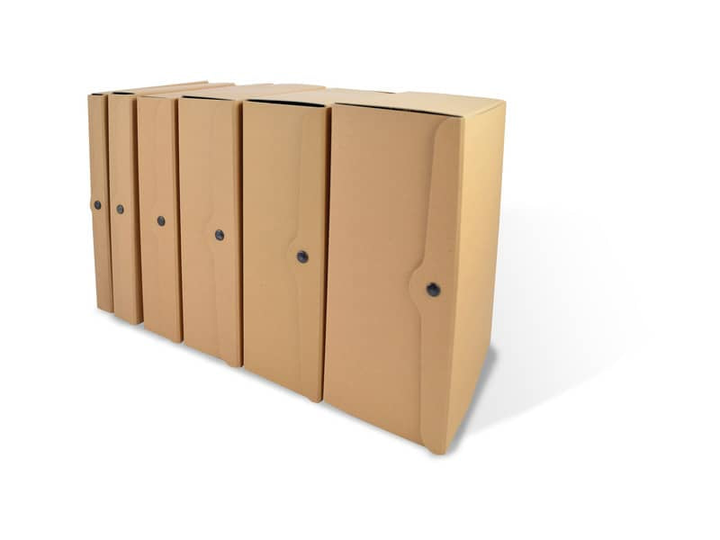 Porta progetti con tre bottoni EURO-CART linea Eco 25x35 cm dorso 4 cm avana CPECO04AV