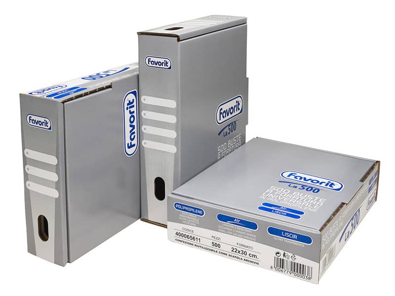Buste trasp. a foratura universale FAVORIT liscia air 22x30 cm scatola da 500